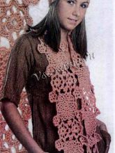 Шапочка с резинкой из косичек и шарф из ажурных мотивов