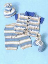 Жилет, штанишки, шапочка и пинетки