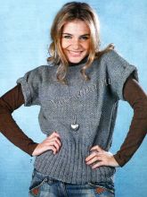 Серый пуловер с широкой резинкой