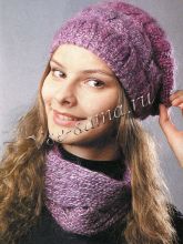 Меланжевая шапка-горшок и шарф
