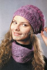 Меланжевая шапка-горшок и шарф