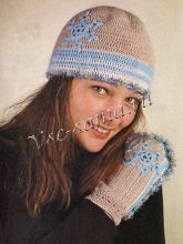 Шапка и варежки со снежинкой