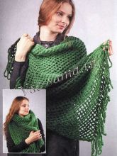 Ажурный зеленый палантин