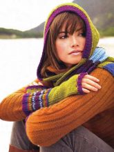 Шарф-капюшон и беспальцевые перчатки