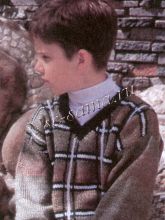 Пуловер в клетку с V-образным воротом