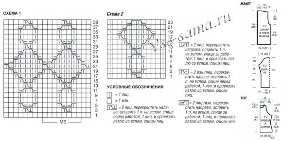 Схема вязания жакета и топа