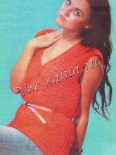 Красная ажурная жилетка