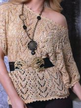 Ажурный пуловер с V образным узором