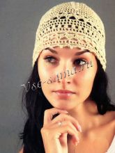 Желтая ажурная шапочка
