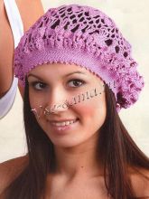 Ажурный розовый берет
