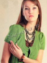 Зеленый жакет с коротким рукавом