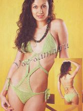 Зеленый купальник-трикини