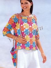 Пуловер из мотивов и сумочка