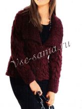 Бордовый жакет с узором из кос