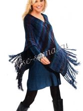 Узорчатое пончо с длинной бахромой