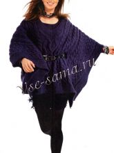 Фиолетовое пончо с узором из кос