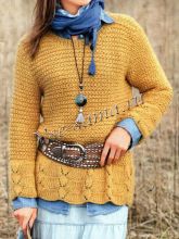 Пуловер с волнистой каймой