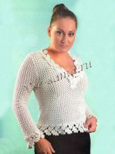 Белый ажурный пуловер