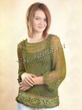 Зеленый пуловер-сетка