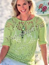 Пуловер с узором в форме листьев