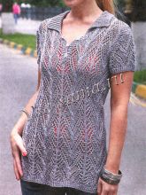 Ажурный пуловер с воротником поло