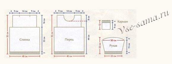 Схема вязания джемпера и берета