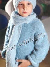 Комплект: голубенький свитер, шапочка, шарфик