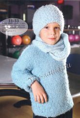 Комплект: голубенький свитер, шапочка, шарфик, 2