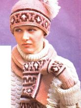 Комплект - шапочка, шарф и варежки