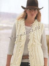 Белый жилет из толстой пряжи