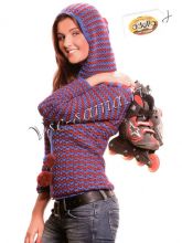 Разноцветный пуловер с капюшоном