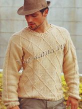 Пуловер с узором из ромбов