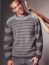 Пуловер в разную полоску