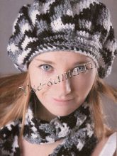 Меланжевый берет и шарф