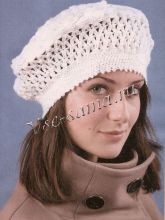 Белый берет с цветочками