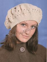 Бежевый ажурный берет