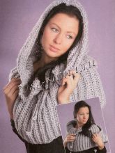 Серое пончо с капюшоном