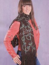 Шарф, связанный филейной сеткой