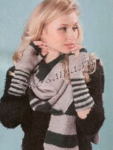 Полосатый шарф и митенки