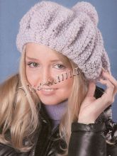 Серый берет с помпоном