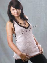 Серебристый топ с ажурной отделкой