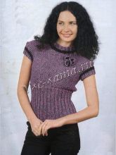 Меланжевый топ с черной полоской на рукавах