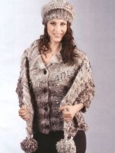 Меланжевый комплект: жакет, шарф и шапочка