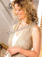 Бежевый ажурный жилет