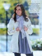 Белый кардиган спицами