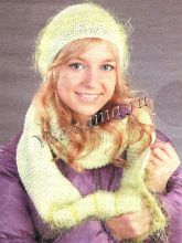 Салатовый комплект - шапочка и шарфик