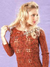 Ажурный пуловер в крупную клетку