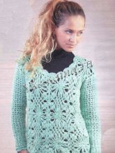 Светло-зеленый ажурный пуловер