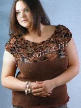 Коричневый топ с круглой кокеткой