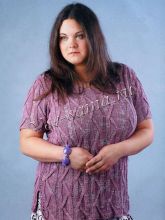 Сиреневый пуловер со спущенными петлями